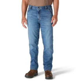 Calças de ganga de trabalho masculinas, de corte reto e descontraído, com tecido Rugged Flex