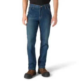 Calças de ganga de trabalho masculinas, de corte reto e descontraído, com tecido Rugged Flex