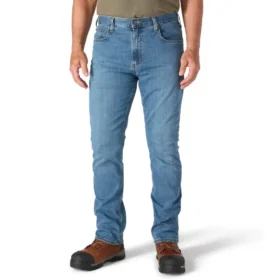 Calças de ganga de trabalho masculinas, de corte reto e descontraído, com tecido Rugged Flex