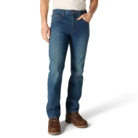 Calças de ganga de trabalho masculinas, de corte reto e descontraído, com tecido Rugged Flex