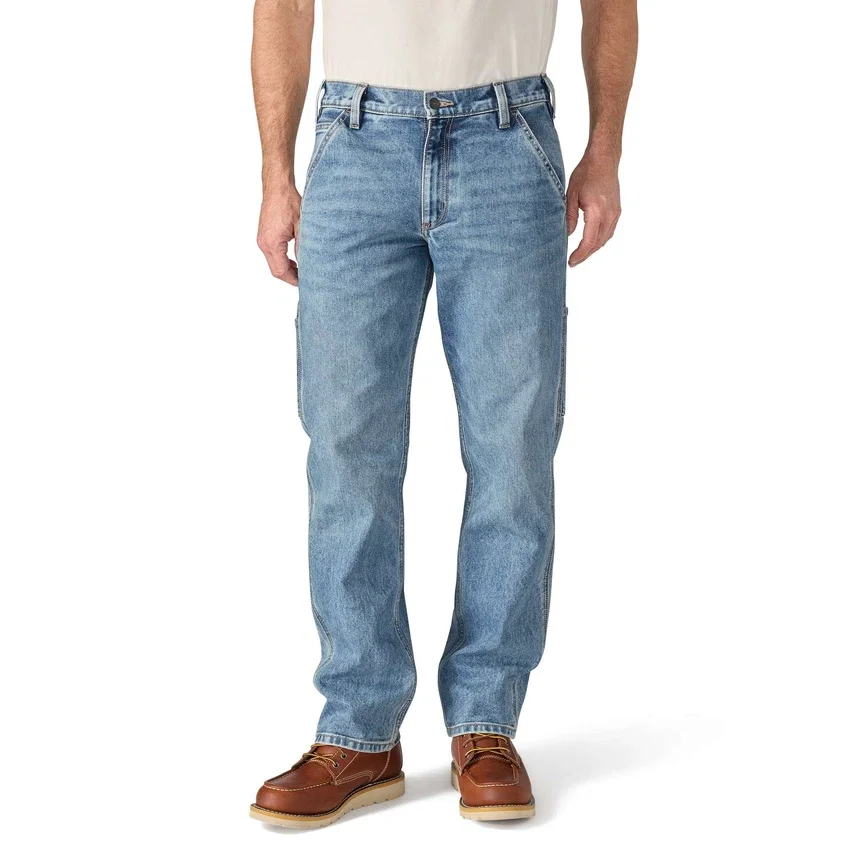 Calças de ganga de trabalho masculinas, de corte reto e descontraído, com tecido Rugged Flex