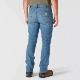 Calças de ganga de trabalho masculinas, de corte reto e descontraído, com tecido Rugged Flex