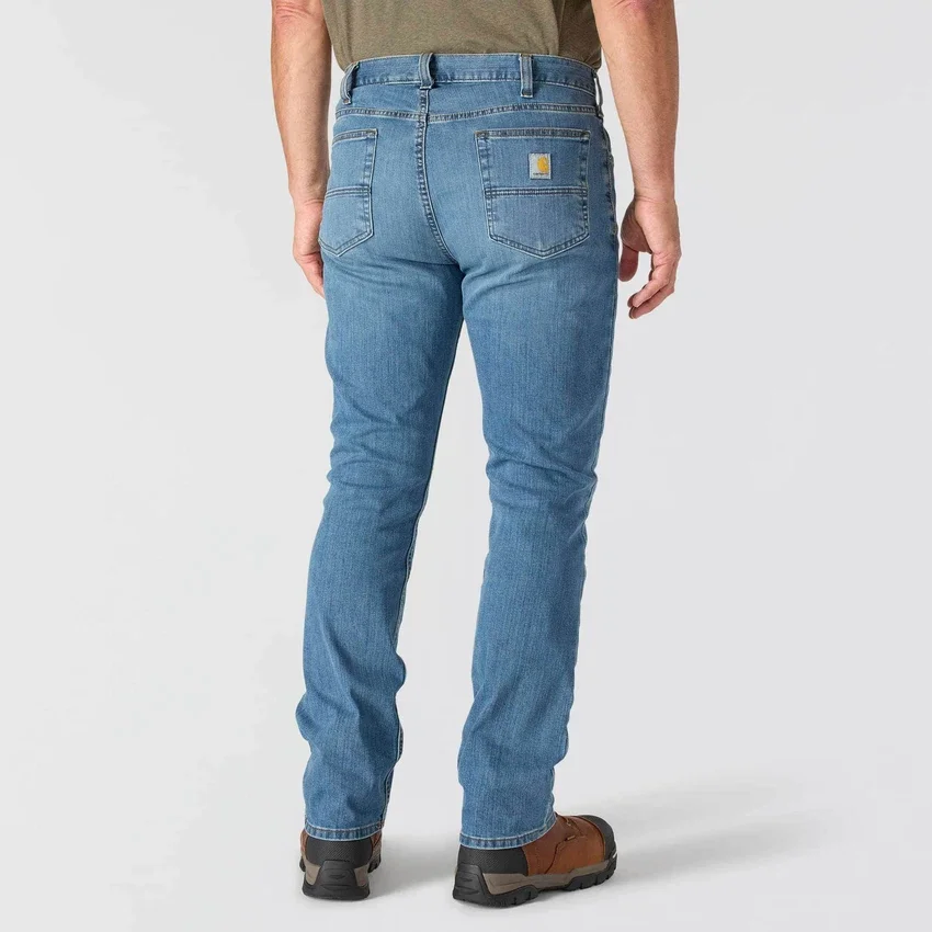 Calças de ganga de trabalho masculinas, de corte reto e descontraído, com tecido Rugged Flex