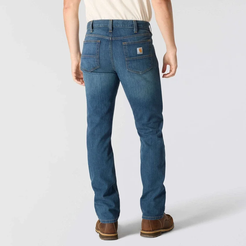 Calças de ganga de trabalho masculinas, de corte reto e descontraído, com tecido Rugged Flex