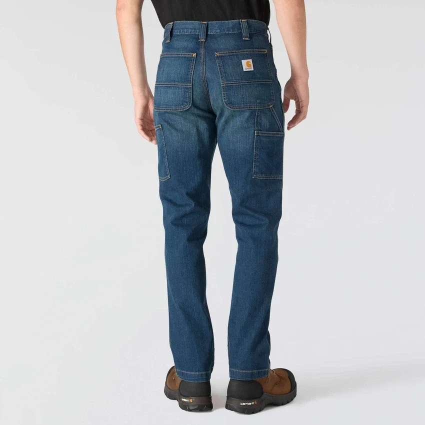 Calças de ganga de trabalho masculinas, de corte reto e descontraído, com tecido Rugged Flex