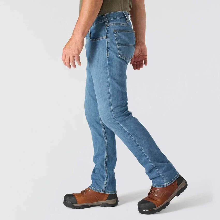 Calças de ganga de trabalho masculinas, de corte reto e descontraído, com tecido Rugged Flex