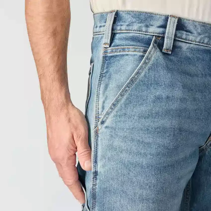 Calças de ganga de trabalho masculinas, de corte reto e descontraído, com tecido Rugged Flex