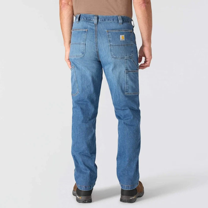 Calças de ganga de trabalho masculinas, de corte reto e descontraído, com tecido Rugged Flex