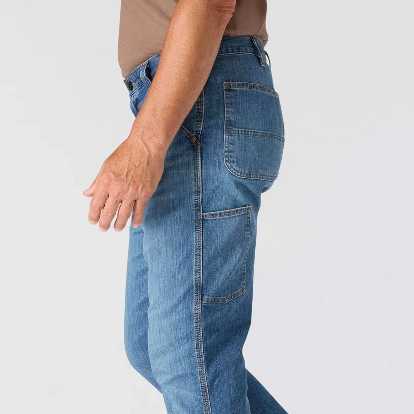 Calças de ganga de trabalho masculinas, de corte reto e descontraído, com tecido Rugged Flex