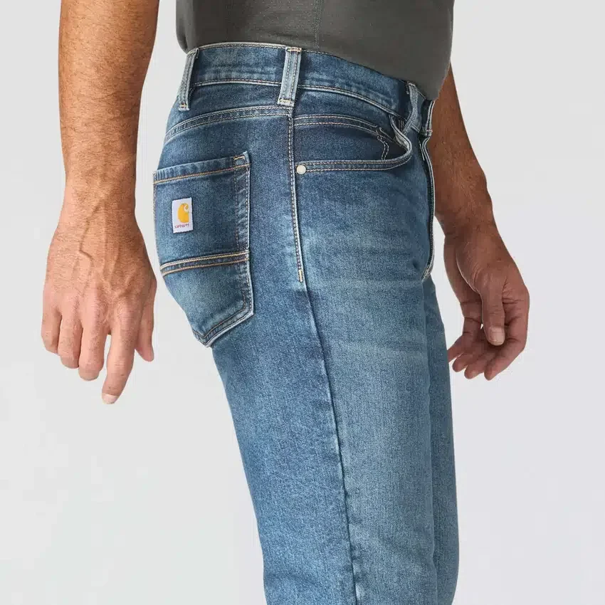 Calças de ganga de trabalho masculinas, de corte reto e descontraído, com tecido Rugged Flex
