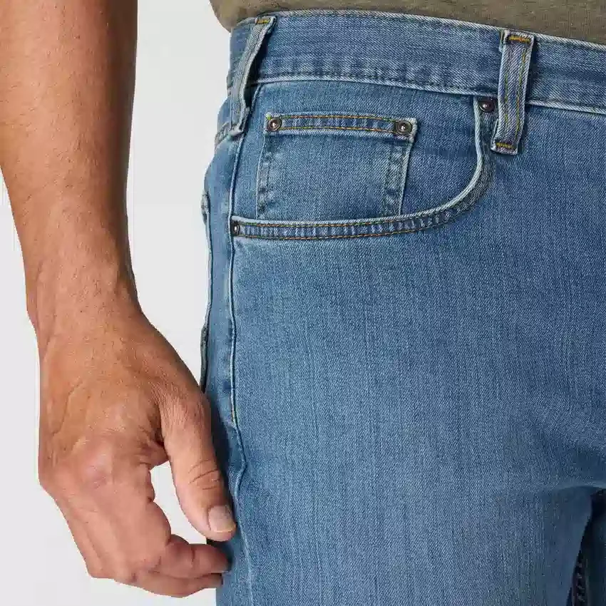 Calças de ganga de trabalho masculinas, de corte reto e descontraído, com tecido Rugged Flex