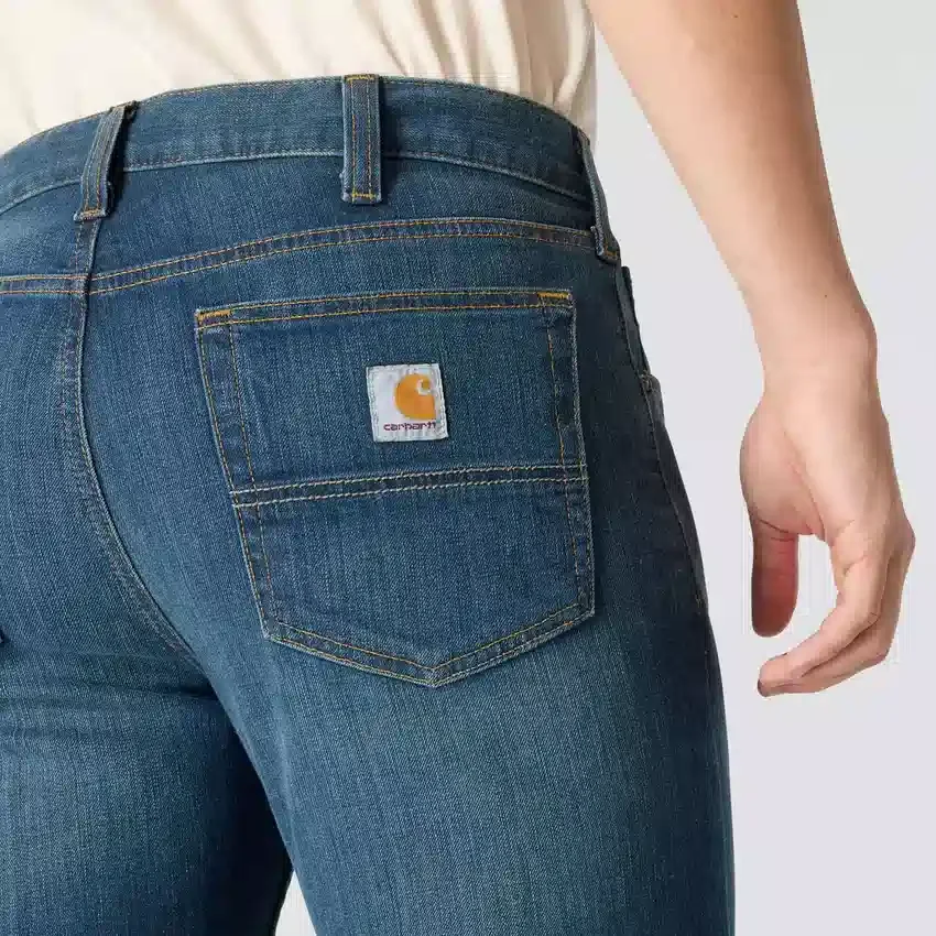 Calças de ganga de trabalho masculinas, de corte reto e descontraído, com tecido Rugged Flex