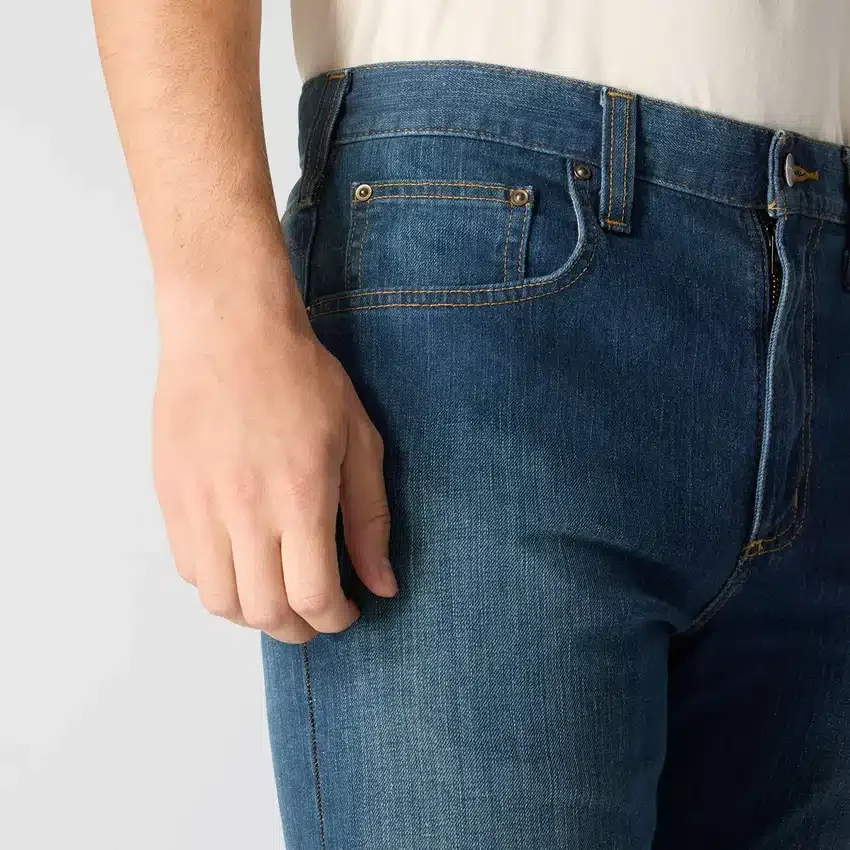 Calças de ganga de trabalho masculinas, de corte reto e descontraído, com tecido Rugged Flex