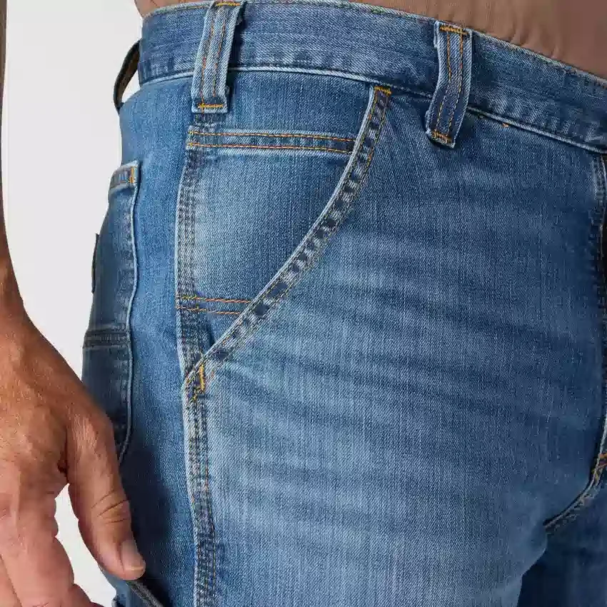 Calças de ganga de trabalho masculinas, de corte reto e descontraído, com tecido Rugged Flex