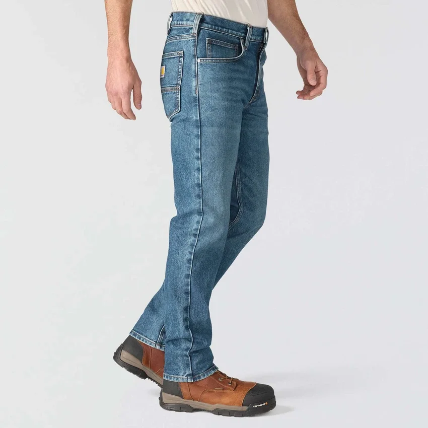 Calças de ganga de trabalho masculinas, justas, afuniladas e com Rugged Flex