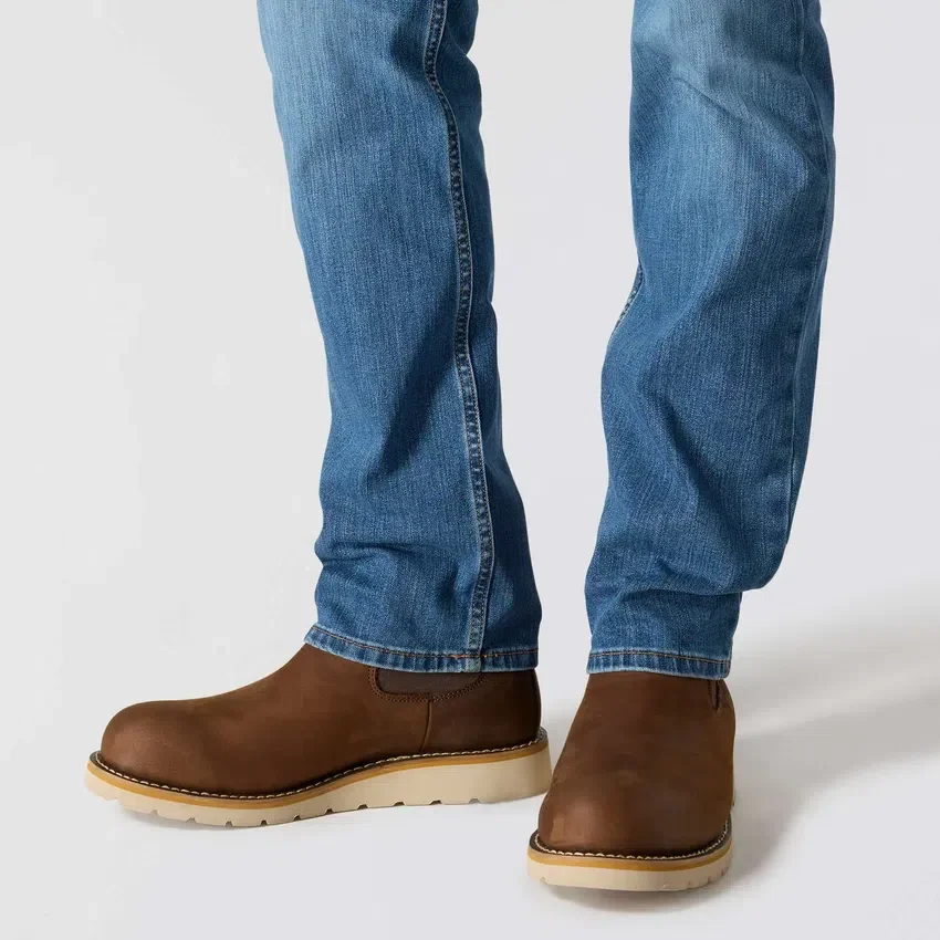 Calças de ganga de trabalho masculinas, justas, afuniladas e com Rugged Flex