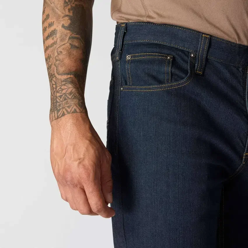 Calças de ganga de trabalho masculinas, justas, afuniladas e com Rugged Flex