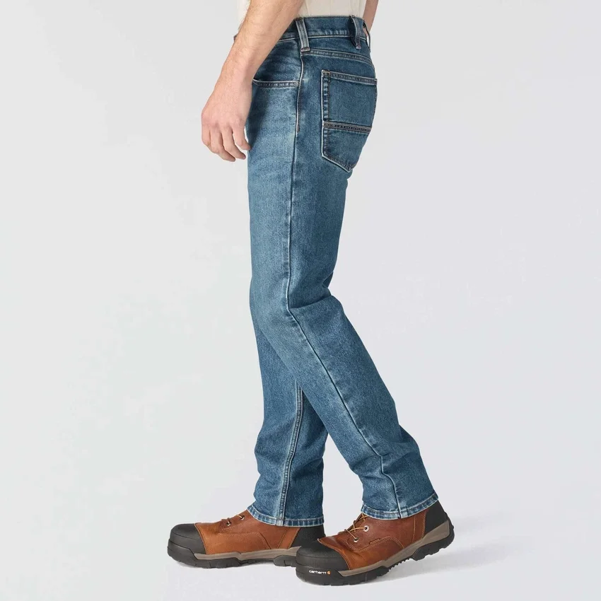 Calças de ganga de trabalho masculinas, justas, afuniladas e com Rugged Flex