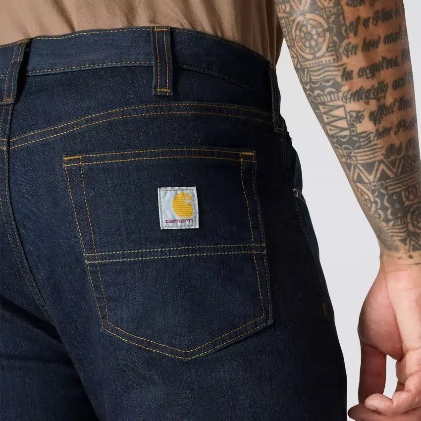 Calças de ganga de trabalho masculinas, justas, afuniladas e com Rugged Flex