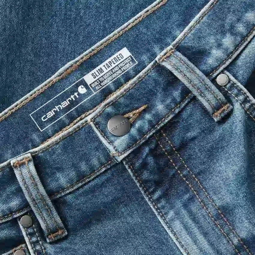 Calças de ganga de trabalho masculinas, justas, afuniladas e com Rugged Flex