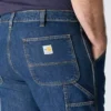 Calças de ganga de trabalho para homem, corte largo e perna reta, resistentes ao fogo