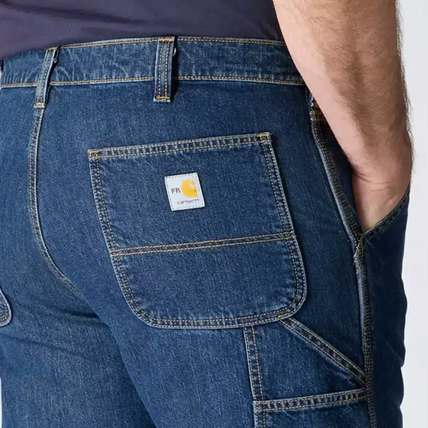 Calças de ganga de trabalho para homem, corte largo e perna reta, resistentes ao fogo