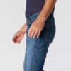 Calças de ganga de trabalho para homem, corte relaxado, boca de botão, Rugged Flex, resistentes ao fogo