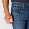 Calças de ganga de trabalho para homem, corte relaxado, boca de botão, Rugged Flex, resistentes ao fogo