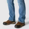 Calças de ganga de trabalho para homem, corte relaxado, boca de botão, Rugged Flex, resistentes ao fogo