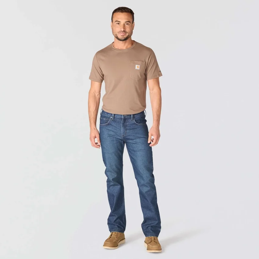 Calças de ganga de trabalho Slim Straight Rugged Flex para homem