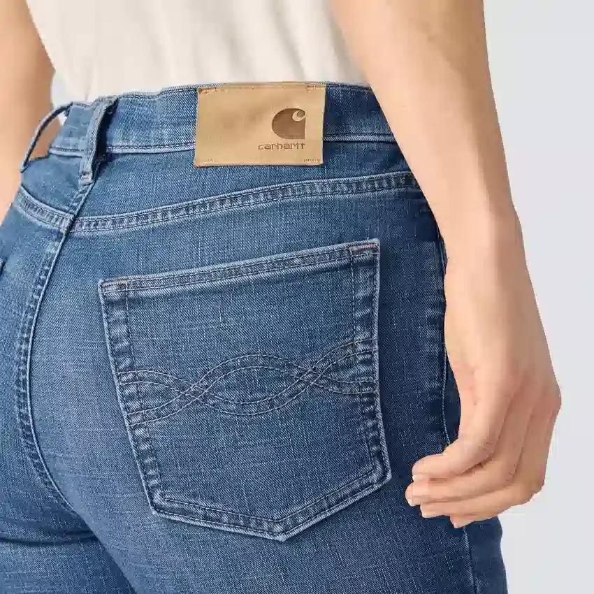 Calças de ganga femininas Tiller de cintura alta e corte bootcut
