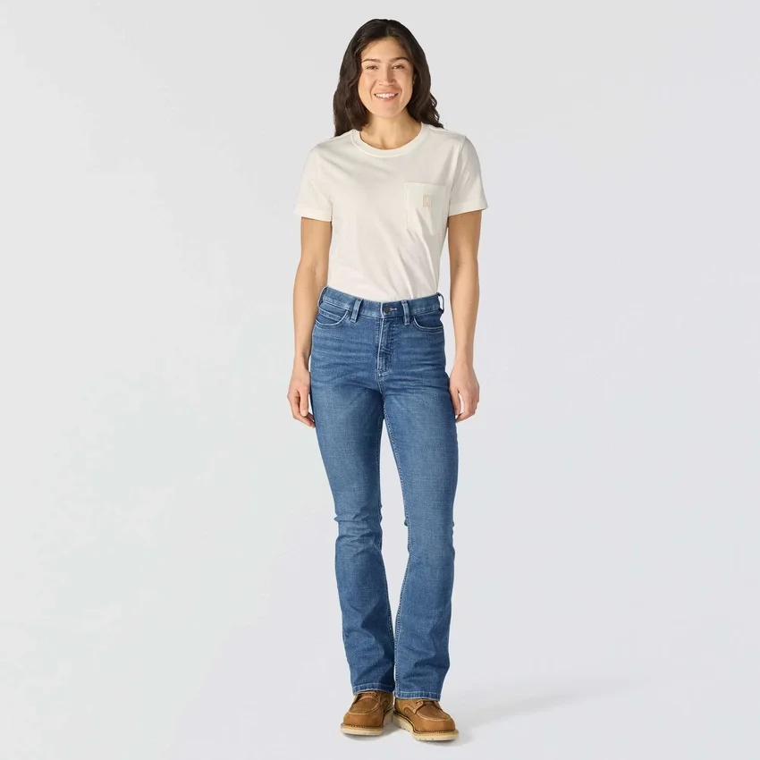 Calças de ganga femininas Tiller de cintura alta e corte bootcut