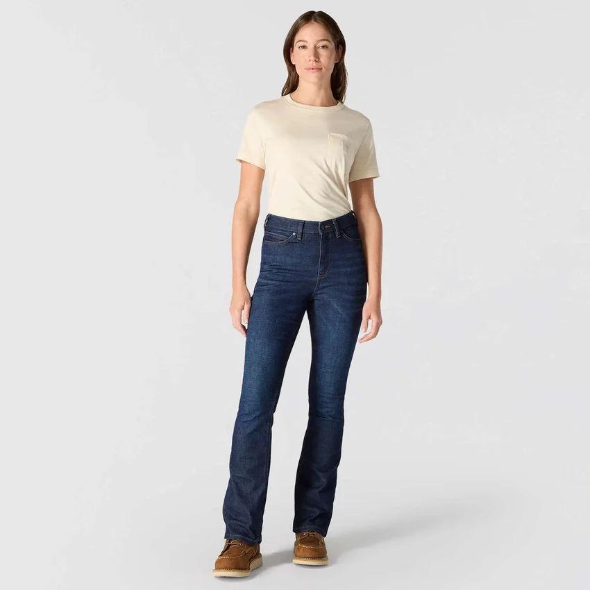 Calças de ganga femininas Tiller de cintura alta e corte bootcut