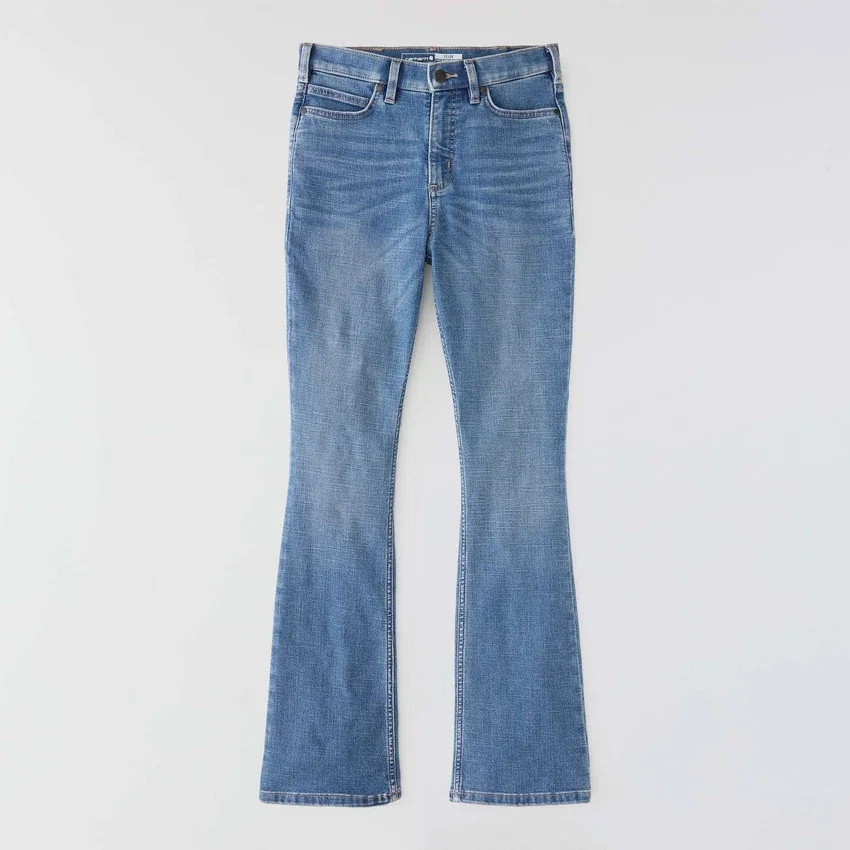 Calças de ganga femininas Tiller de cintura alta e corte bootcut