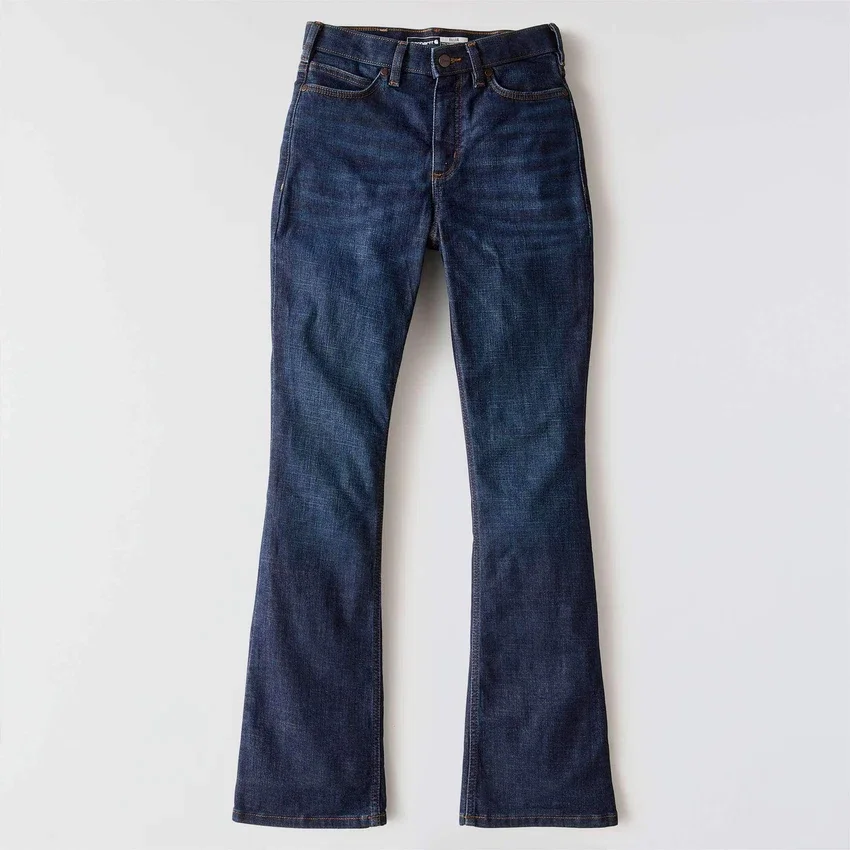 Calças de ganga femininas Tiller de cintura alta e corte bootcut