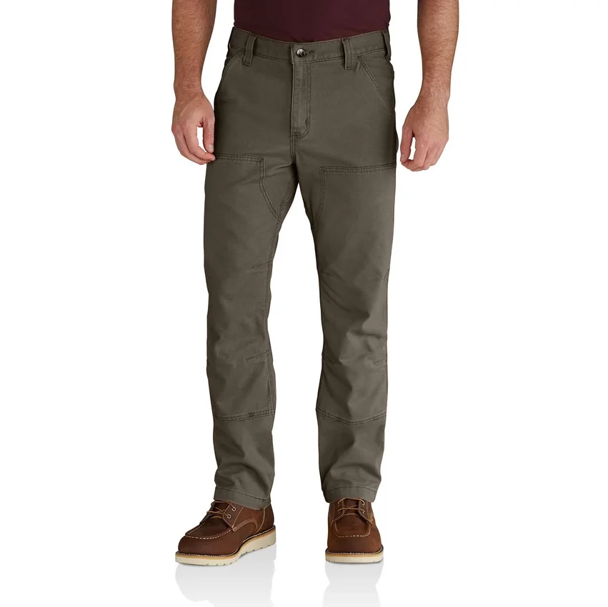 Calças de lona Rigby com joelhos reforçados, corte reto e estilo descontraído - Double Knee Pant de trabalho