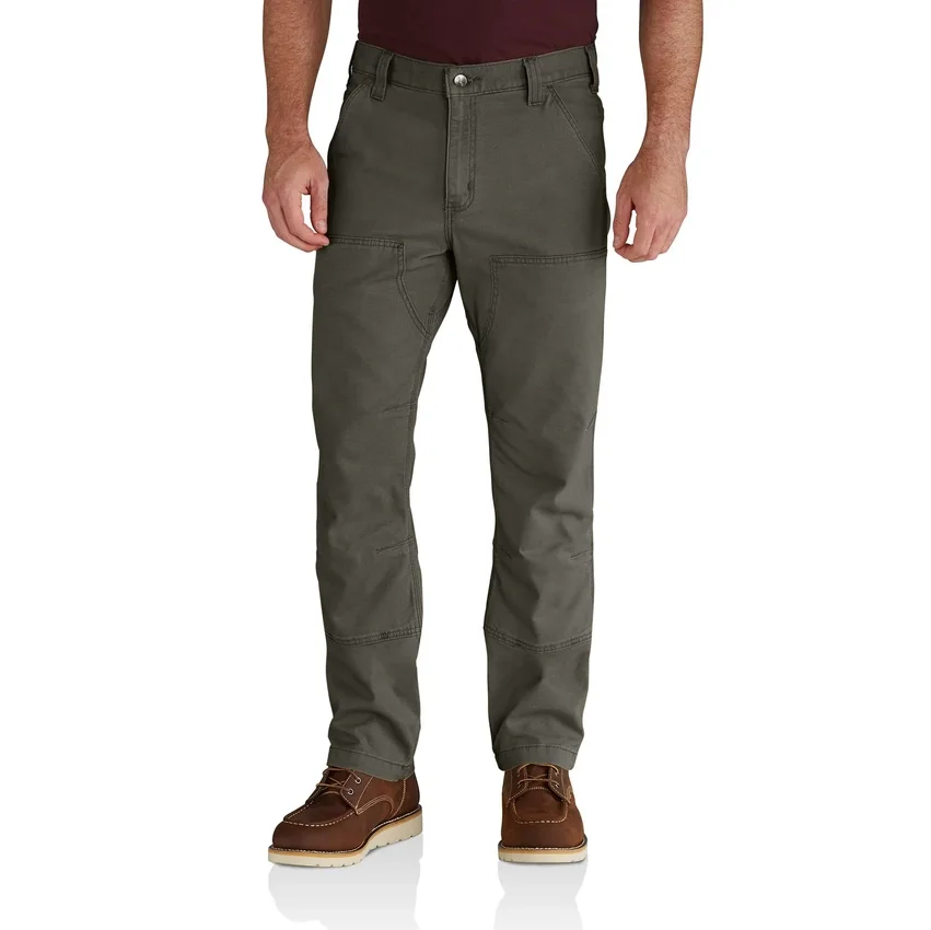 Calças de lona Rigby com joelhos reforçados, corte reto e estilo descontraído - Double Knee Pant de trabalho