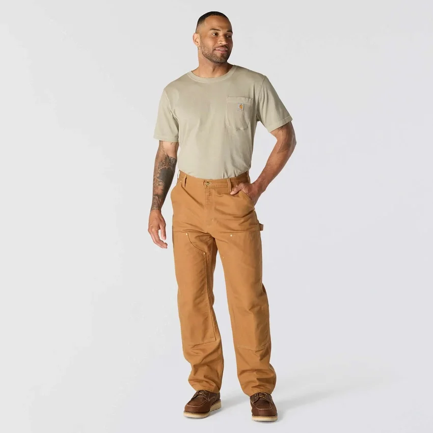 Calças de trabalho carhartt B01 para homem, com corte largo icónico, em tecido «Firm Duck» e joelhos duplos