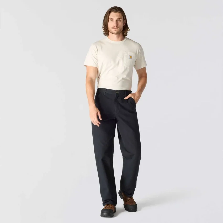 Calças de trabalho masculinas carhartt B11, largas e retas, em tecido de algodão «duck» lavado
