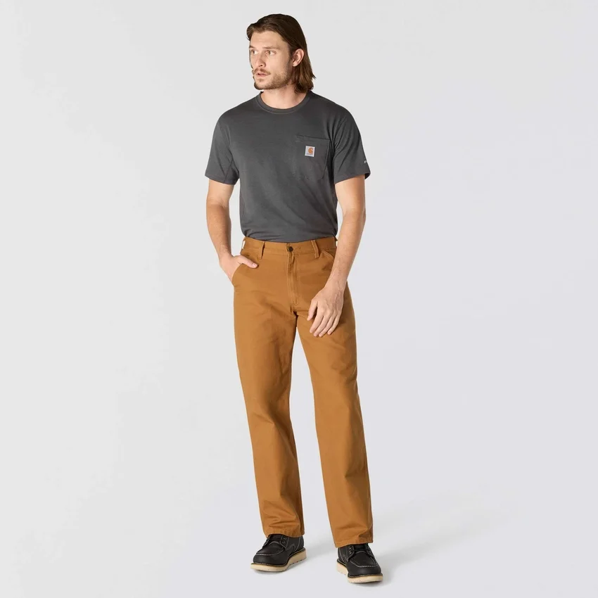 Calças de trabalho masculinas carhartt B11, largas e retas, em tecido de algodão «duck» lavado