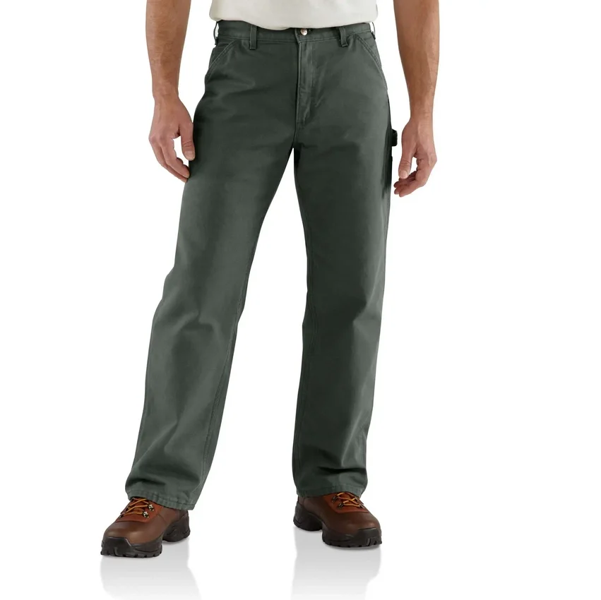 Calças de trabalho masculinas carhartt B111, de corte reto e largo, em tecido de algodão lavado, com forro