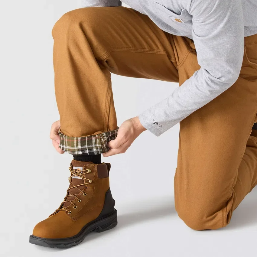 Calças de trabalho masculinas carhartt B111, de corte reto e largo, em tecido de algodão lavado, com forro