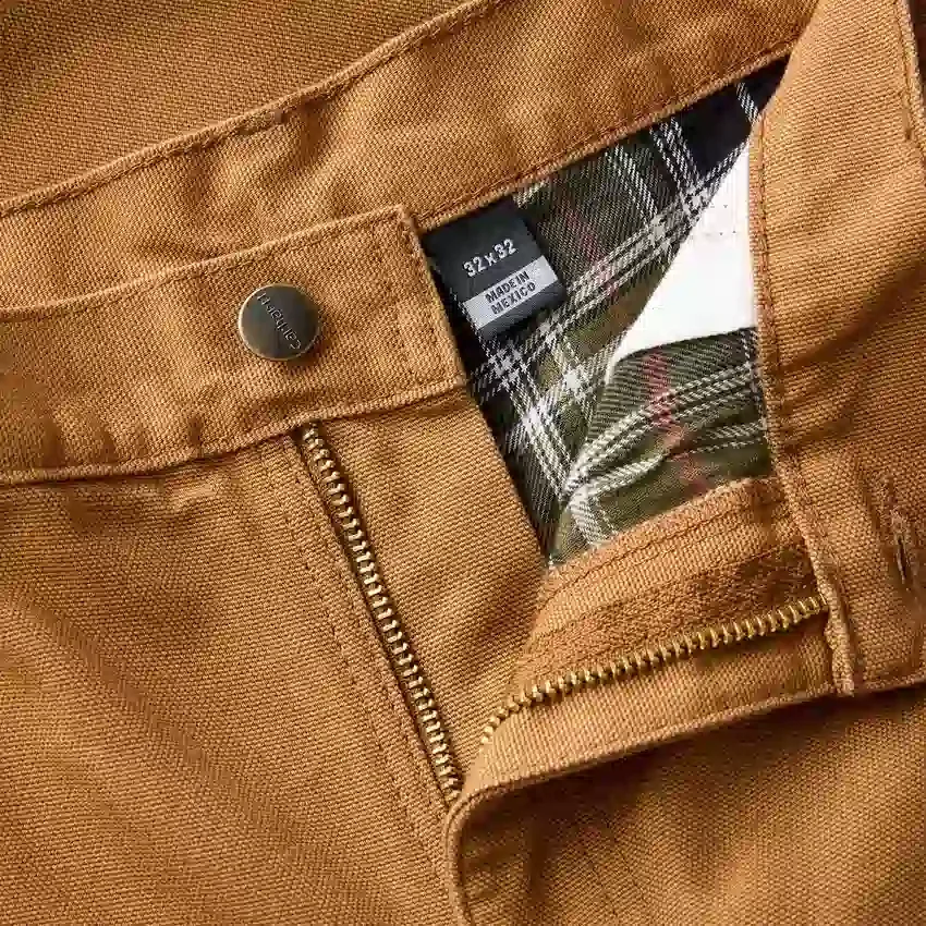 Calças de trabalho masculinas carhartt B111, de corte reto e largo, em tecido de algodão lavado, com forro