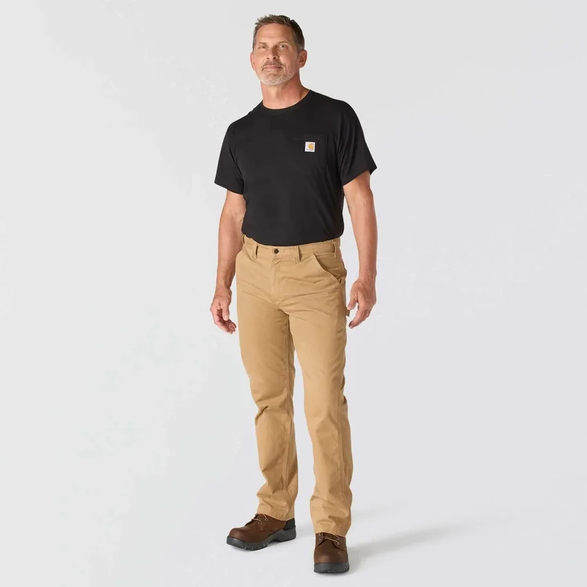 Calças de trabalho masculinas carhartt B324 em sarja, corte reto e descontraído