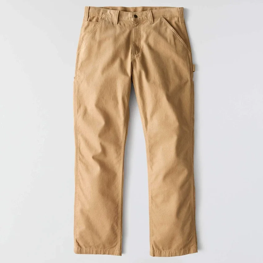 Calças de trabalho masculinas carhartt B324 em sarja, corte reto e descontraído