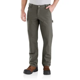 Calças de trabalho masculinas de corte reto descontraído, em tecido Rugged Flex Duck, com joelhos duplos