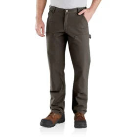 Calças de trabalho masculinas de corte reto descontraído, em tecido Rugged Flex Duck, com joelhos duplos