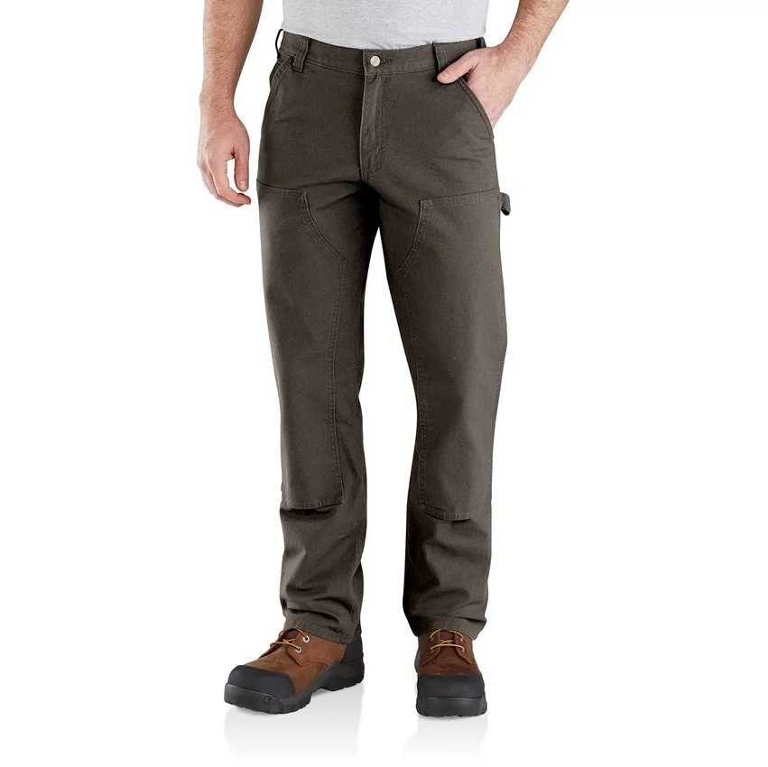 Calças de trabalho masculinas de corte reto descontraído, em tecido Rugged Flex Duck, com joelhos duplos