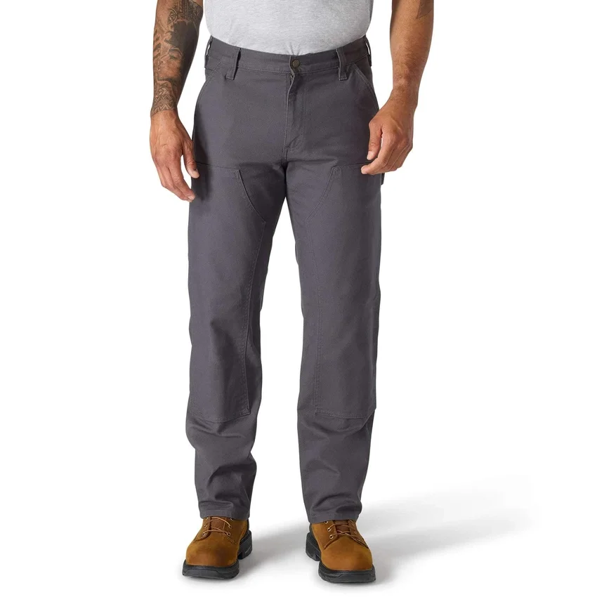 Calças de trabalho masculinas de corte reto descontraído, em tecido Rugged Flex Duck, com joelhos duplos