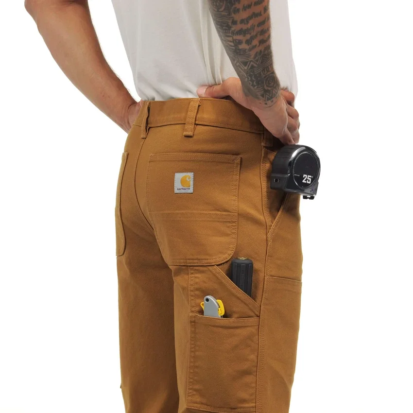 Calças de trabalho masculinas de corte reto descontraído, em tecido Rugged Flex Duck, com joelhos duplos